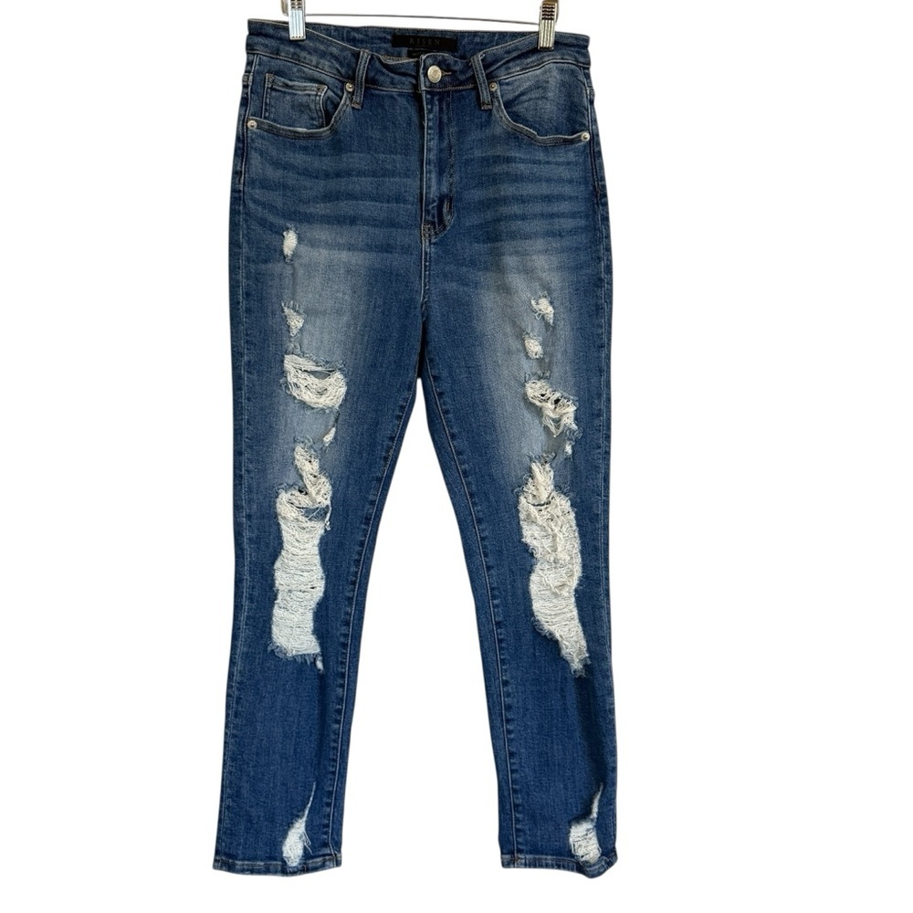 Risen Jeans Straight Distressed Ankle Women’s Jeans Size 30/11